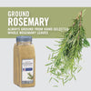 A jar of McCormick Ground Rosemary with sprigs of rosemary scattered around it.