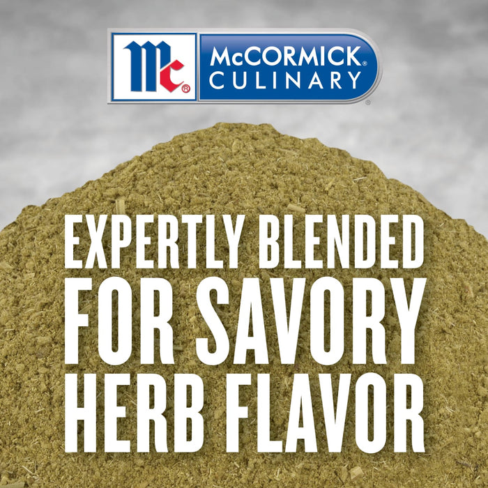 McCormick Culinary logo with a pile of dried herbs and the text Expertly Blended for Savory Herb Flavor.