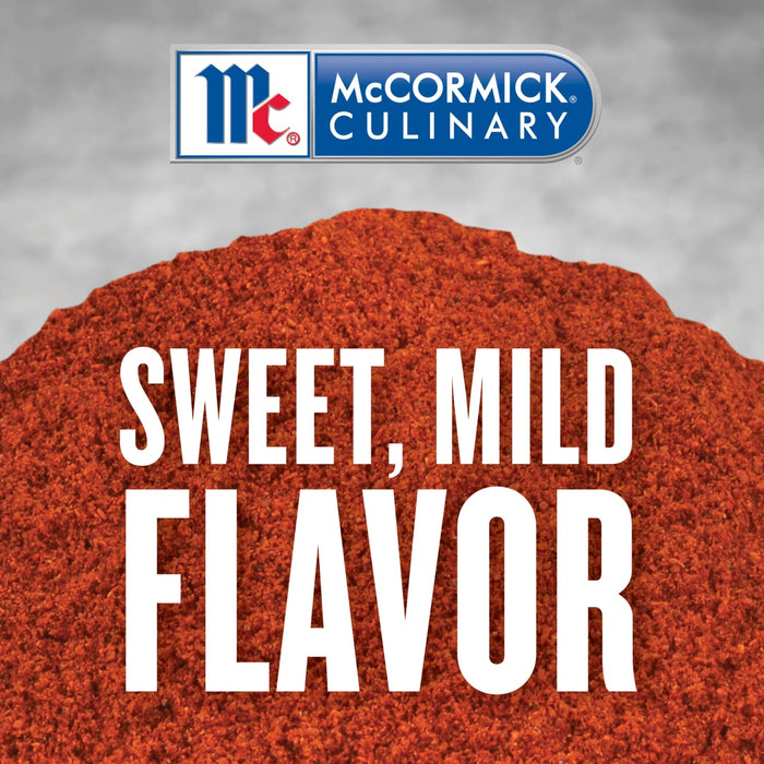 McCormick Culinary logo with a pile of red chili powder and the text Sweet Mild Flavor.