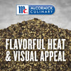 McCormick Culinary black peppercorns with the text Flavorful Heat &amp; Visual Appeal on top.