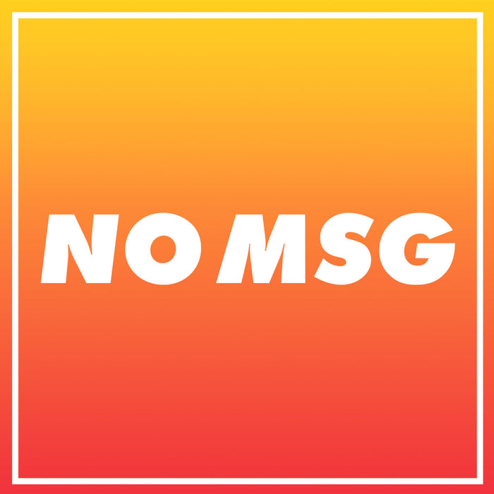 A white text on a gradient background that says NO MSG.