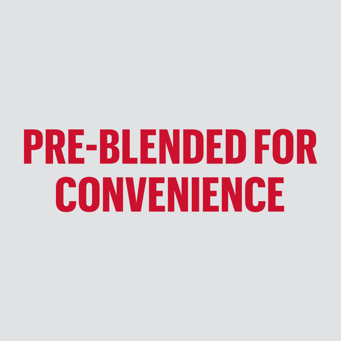 The text reads Pre-Blended for Convenience in red.