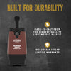 This image promotes the durability of the ChalkBloc product, highlighting its high-quality lightweight plastic construction and 1-year limited warranty.