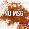A close-up of McCormick brand seasoning with the words NO MSG printed in white on top of the seasoning.