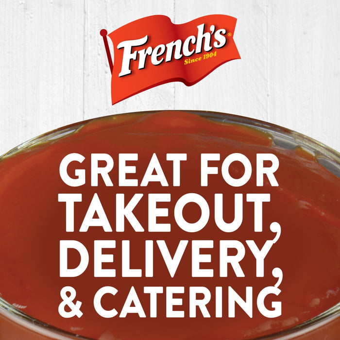Frenchs brand logo with a bowl of red sauce and the text Great for takeout, delivery, &amp; catering.