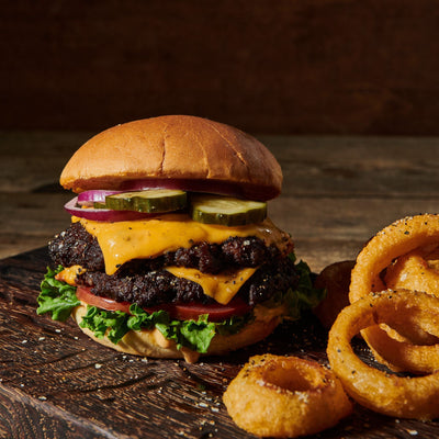 Smash burger and onion rings