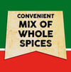 A vintage-style banner with the text Convenient Mix of Whole Spices.