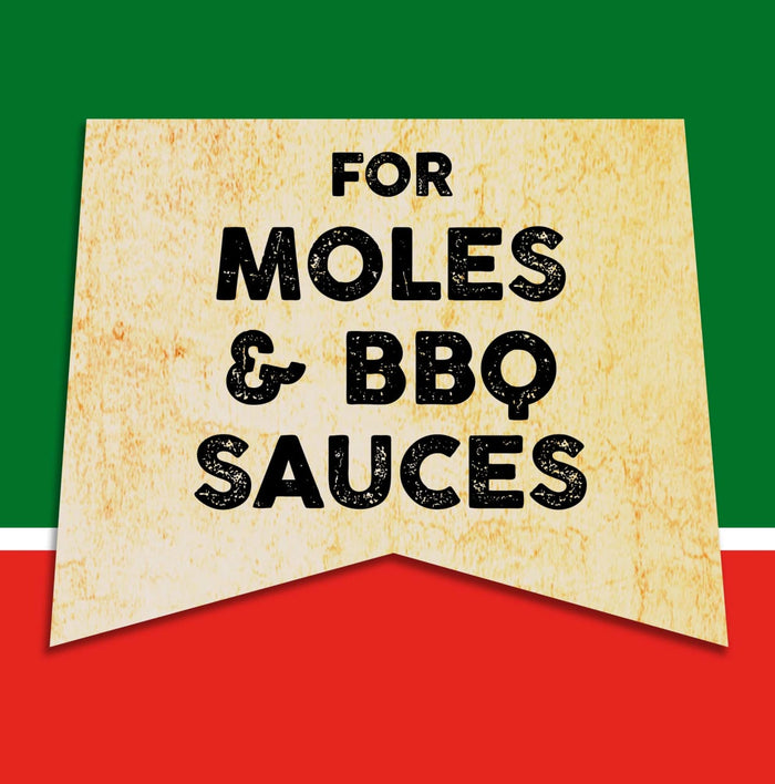 A vintage-style sign with the text FOR MOLES &amp; BBQ SAUCES.