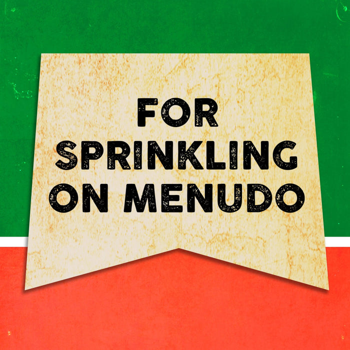A vintage-style banner with the text FOR SPRINKLING ON MENUDU on a yellow background.