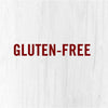 The words Gluten-Free in red on a white wood background.