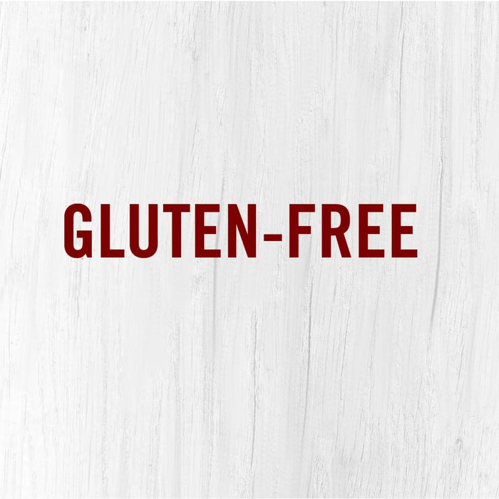 The words Gluten-Free in red on a white wood background.