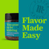 A jar of Flavor Maker avocado topping seasoning with the Flavor Maker logo in the background.