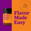 A jar of Flavor Maker Feelin\' Kinda Spicy chili topping seasoning is shown next to the Flavor Maker logo and the text Flavor Made Easy.