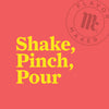 A yellow text on a red background that says Shake, Pinch, Pour with a Flavor Maker logo in the top right corner.