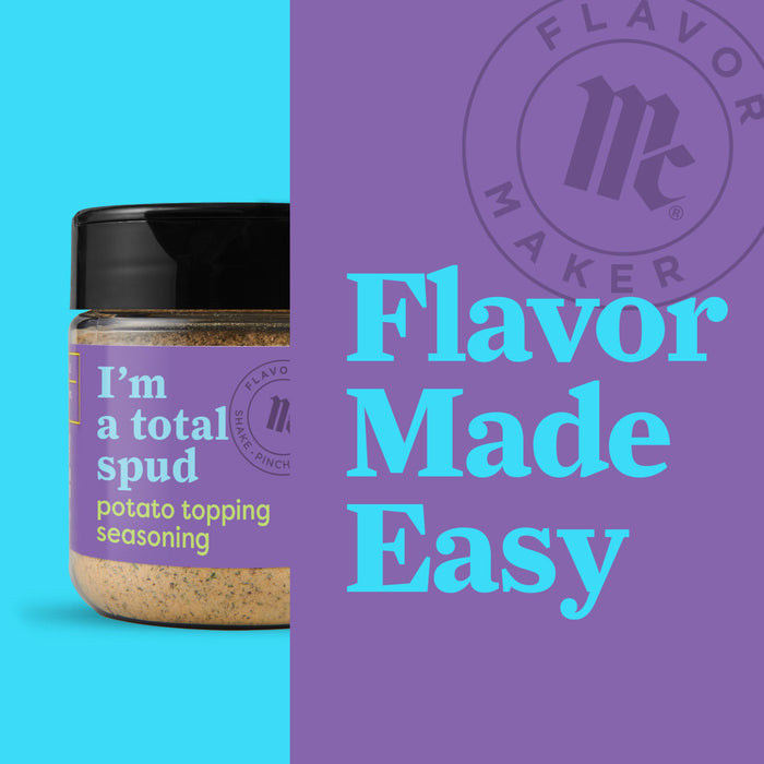 A jar of Flavor Makers Im a total spud potato topping seasoning.