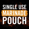 A white text on a black background that says Single Use Marinade Pouch