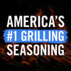 A blue and white graphic that says America\s #1 Grilling Seasoning