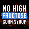 White text on a black background with a blue stripe says No High Fructose Corn Syrup.