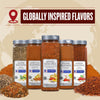 Six McCormick Culinary seasoning jars with different flavors from around the world.