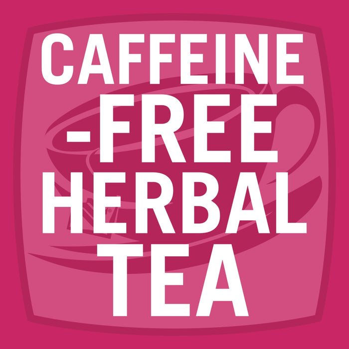A pink square with rounded corners with the text CAFFEINE-FREE HERBAL TEA in white.