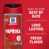 A jar of McCormick Paprika with a red pepper on the front and the words Long Lasting Fresh Flavor on the label.