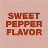 The words Sweet Pepper Flavor are written in white letters on a red background.
