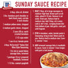 A McCormick Sunday Sauce recipe with a picture of the finished dish.