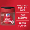 A McCormick Chipotle Chili Pepper spice jar with a red background and text that says Easy-to-find Best By Date, Long Lasting Fresh Flavor.