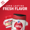 Two containers of McCormick Cream of Tartar, one with a red lid and the other with a black lid, are shown on a red background with the text Long Lasting Fresh Flavor above them.