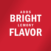 White text on a red background reads Adds Bright Lemony Flavor.