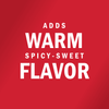 White text on a red background reads Adds Warm Spicy-Sweet Flavor