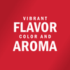 White text on a red background reads Vibrant Flavor Color and Aroma