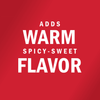 White text on a red background reads Adds Warm Spicy-Sweet Flavor