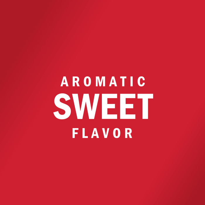 A white logo on a red background that says Aromatic Sweet Flavor