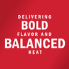 White text on a red background reads Delivering Bold Flavor and Balanced Heat.