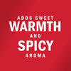 White text on a red background reads Adds sweet warmth and spicy aroma.