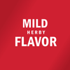 White text on a red background reads Mild Herby Flavor