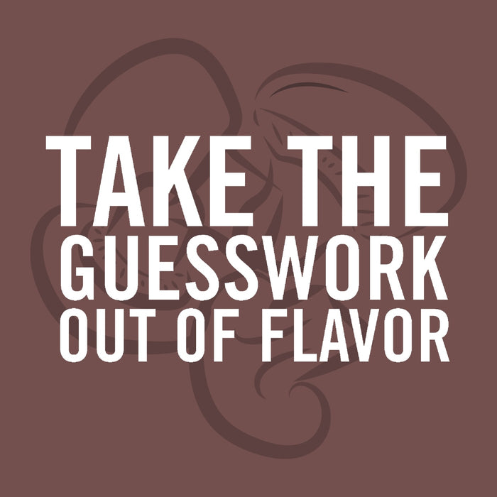 An illustration of a kiwi fruit with the text Take the guesswork out of flavor.