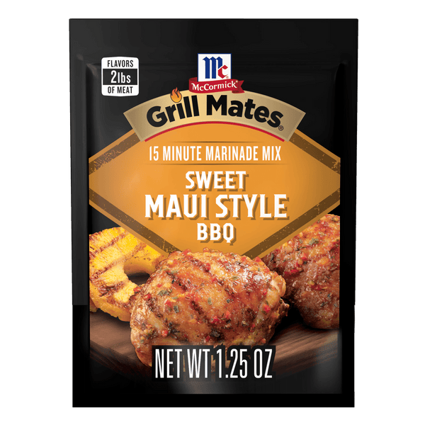 This is a package of McCormick Grill Mates Hawaiian Style BBQ 15 Minute Marinade Mix.