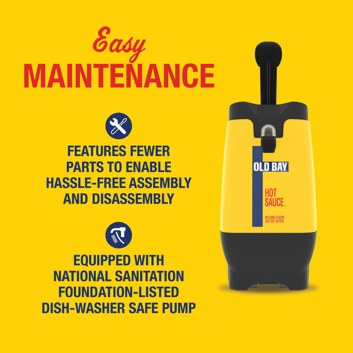 The image promotes the easy maintenance of a product, highlighting its fewer parts for hassle-free assembly and disassembly, along with its National Sanitation Foundation-listed dishwasher-safe pump.