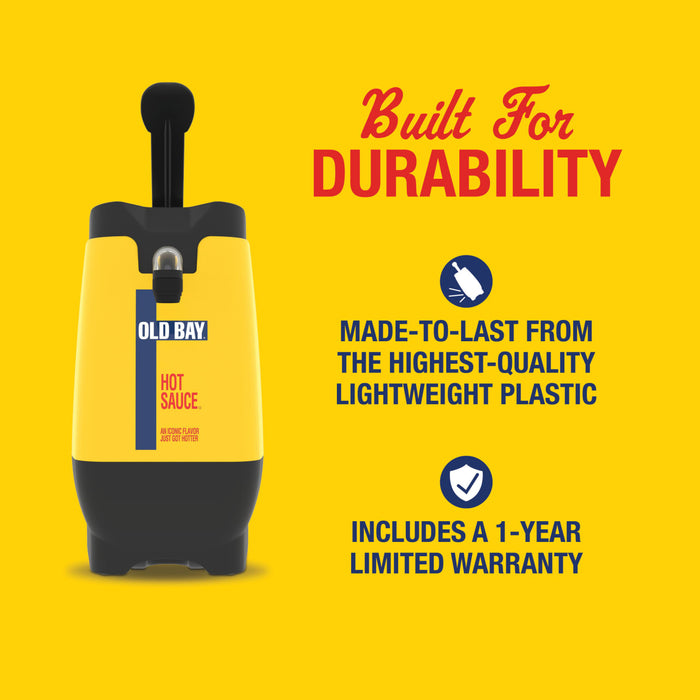The image promotes the durability of a product, highlighting that it's made from high-quality, lightweight plastic and includes a 1-year limited warranty.