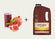 Pomegranate juice glass with pomegranate pieces and a gallon jug of Cattlemen's Mississippi Honey BBQ Sauce on a beige background.