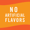 A graphic with an orange background and white text that says NO ARTIFICIAL FLAVORS