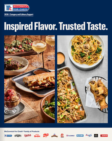 Promotional image of food dishes with McCormick for Chefs branding and text.