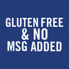 White text on a blue background that reads Gluten Free &amp; No MSG Added.