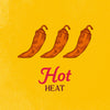 An illustration of three chili peppers with the words "Hot Heat" underneath.
