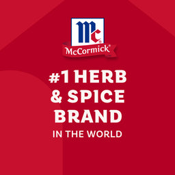 A graphic illustration featuring the McCormick logo and text identifying it as the number one herb and spice brand in the world for the Mccormick Holiday Essentials Spices And Herbs 10 Count Variety Pack 8.84 Oz.