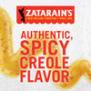 Zatarain\s logo with a tagline and a yellow sauce with red text that says Authentic, Spicy Creole Flavor
