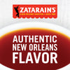 A bowl of red liquid with the Zatarain\s logo and the text Authentic New Orleans Flavor on top.