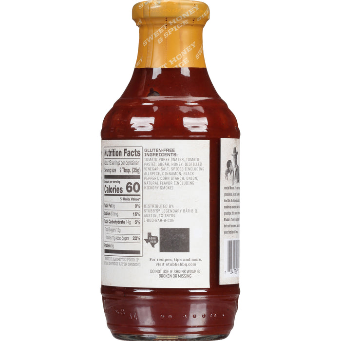 Stubb's® Sweet Honey & Spice Legendary Bar B Q Sauce, 18 oz
